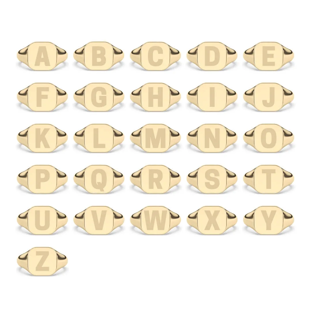 Classic Diamond Initial Signet Ring