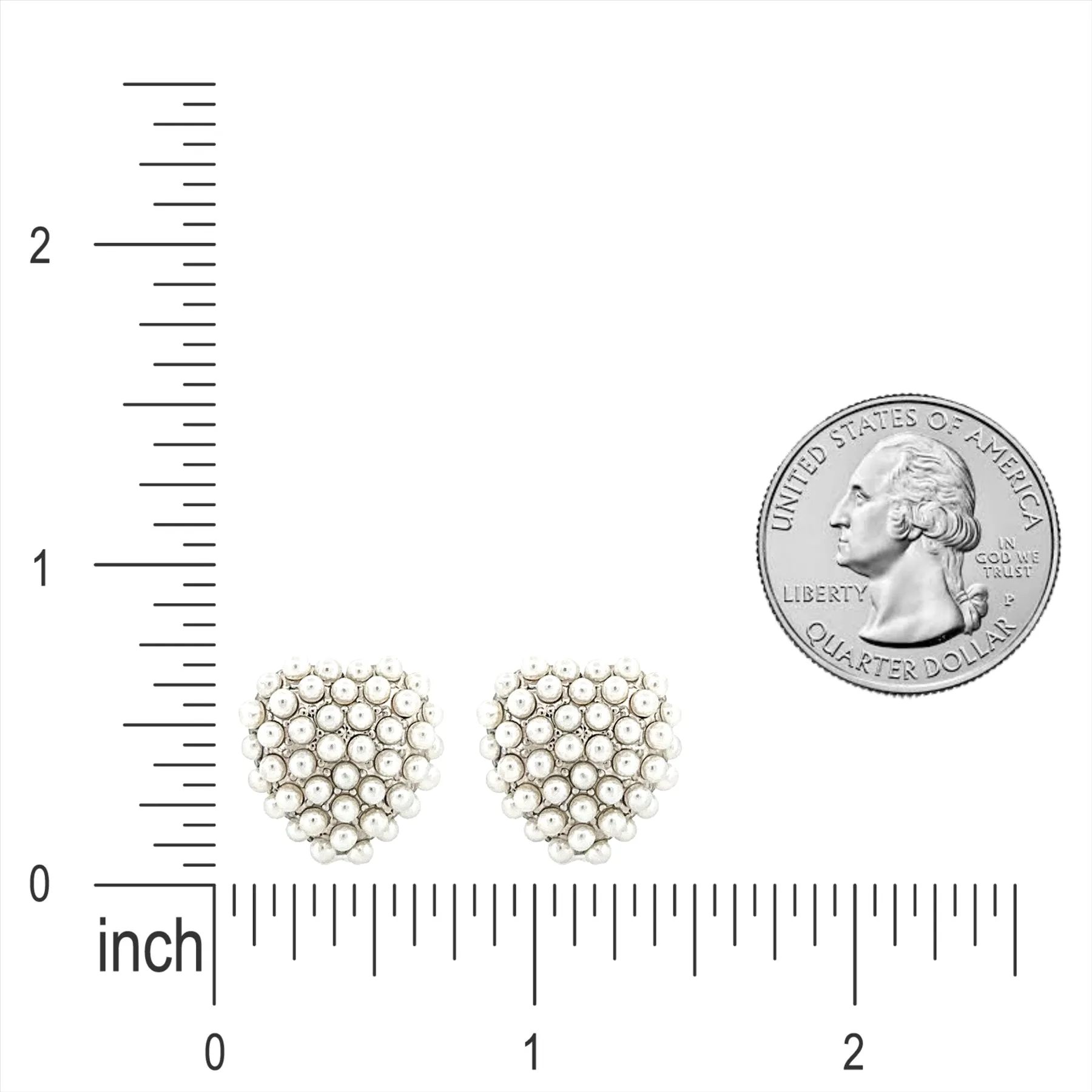 Classic Mini Faux Pearls Heart Shape Design Fashion Stud Earrings