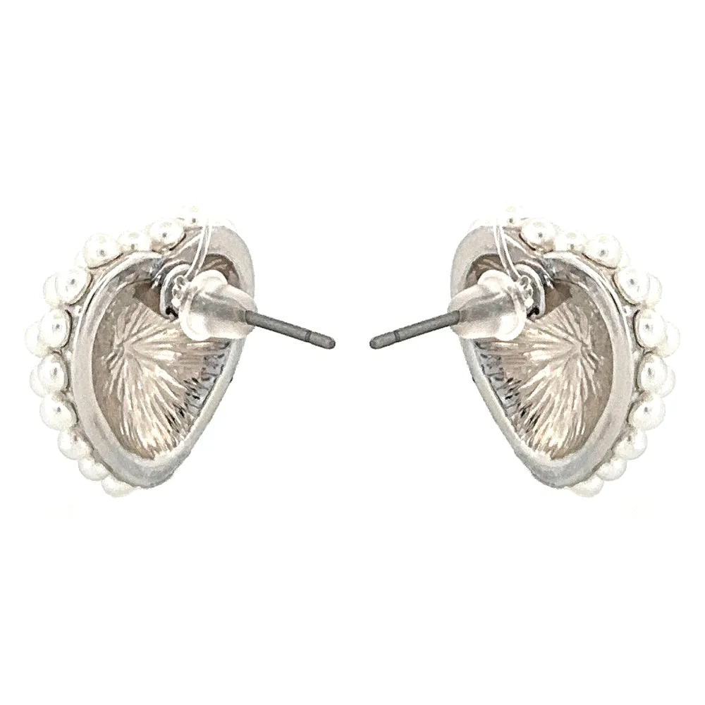 Classic Mini Faux Pearls Heart Shape Design Fashion Stud Earrings