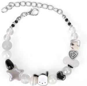 Colorful Beads Chain Bracelet Womens Jewelry Fish Dog Eggplant Star Cute Charms, Silver Bead Bracelets Y2K, Hand Jewelry for Women (Dog)