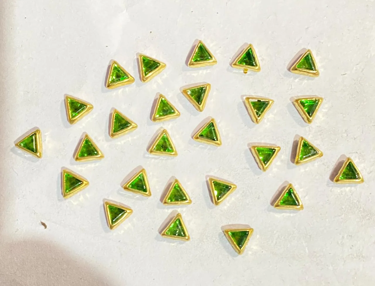 Coloured glass Kundan Stone (Flat Back Framed) - Triangle shape