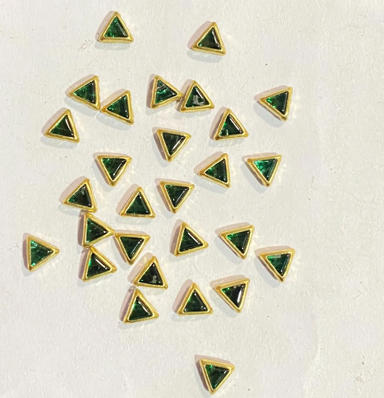 Coloured glass Kundan Stone (Flat Back Framed) - Triangle shape