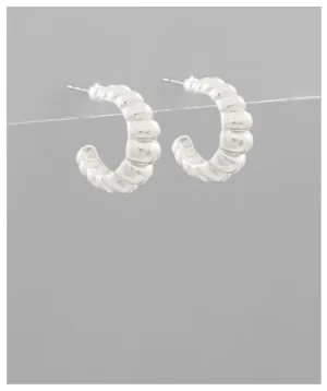 Convex Matte Silver Hoops