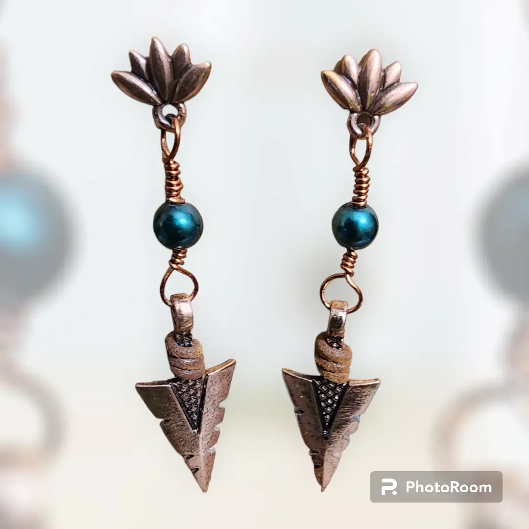 Copper Arrowhead Earrings