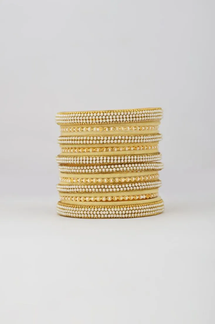Cream Velvet Bangle Set