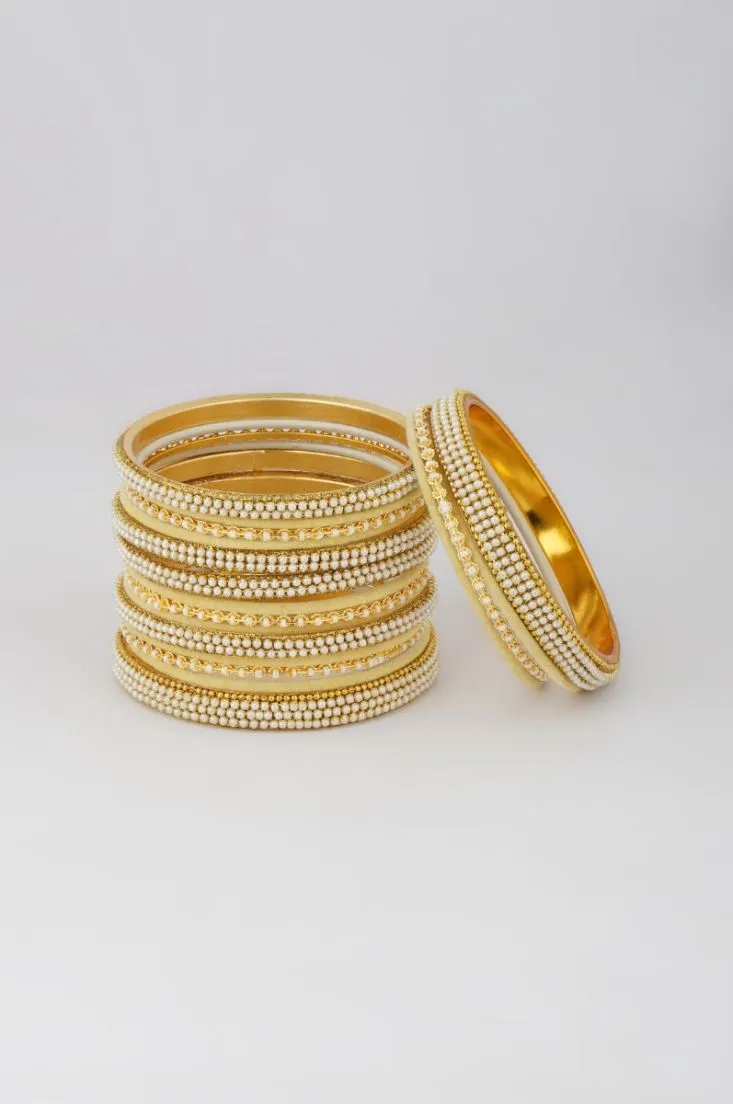 Cream Velvet Bangle Set