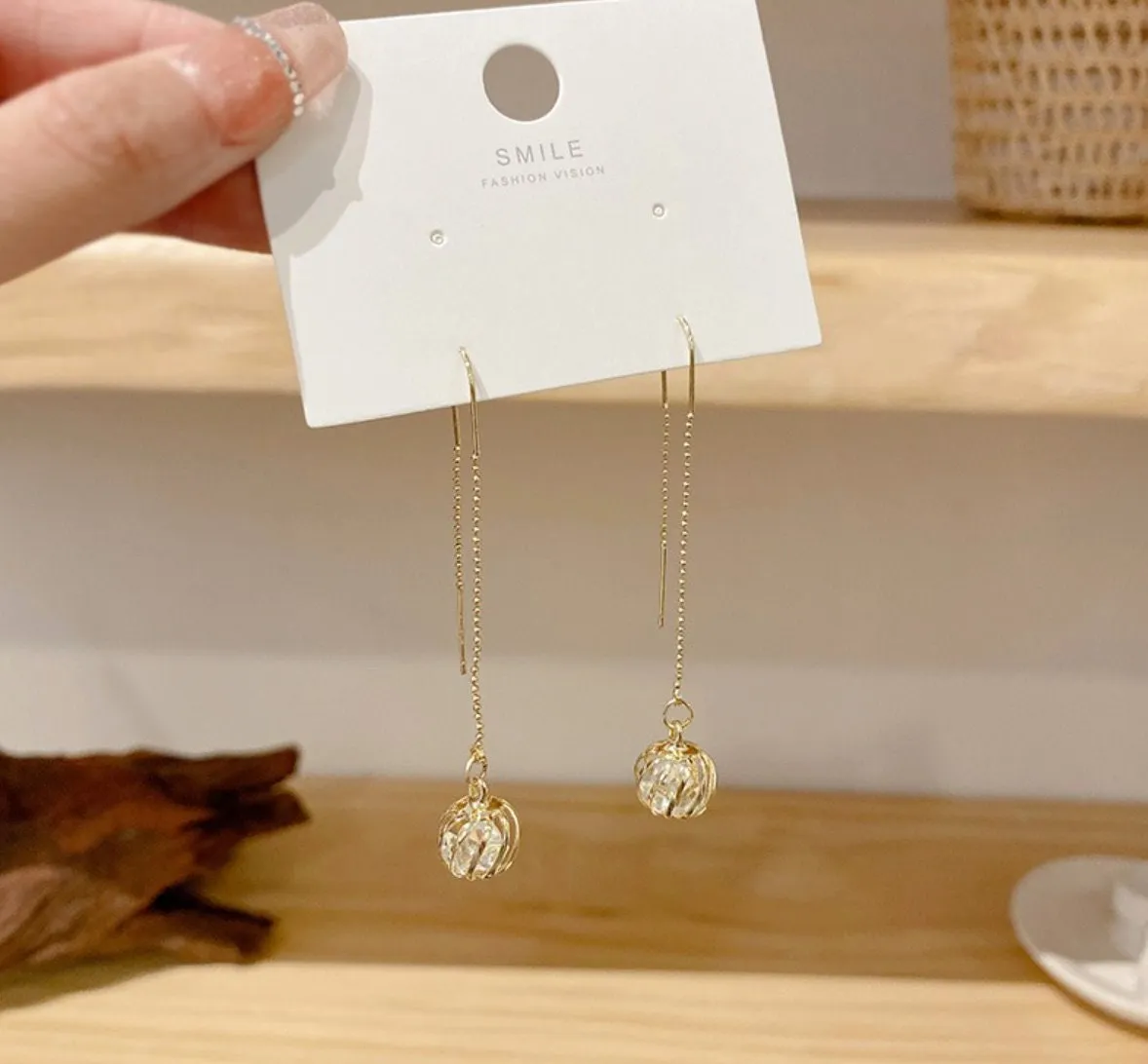 Crystal Dangling Long Earrings