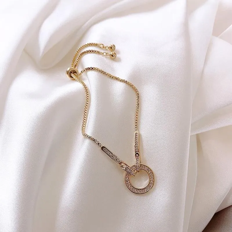 Delicate Zircon Round Charm Bracelet