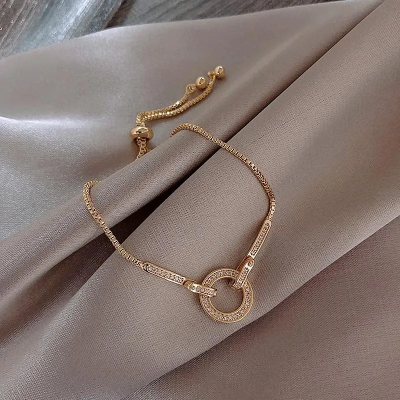 Delicate Zircon Round Charm Bracelet