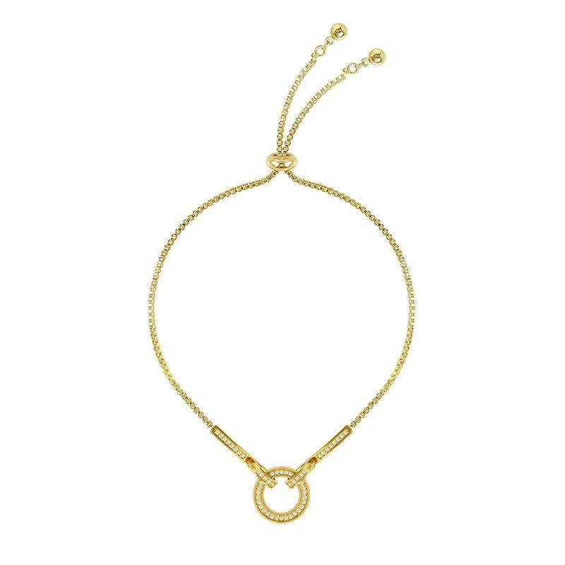 Delicate Zircon Round Charm Bracelet