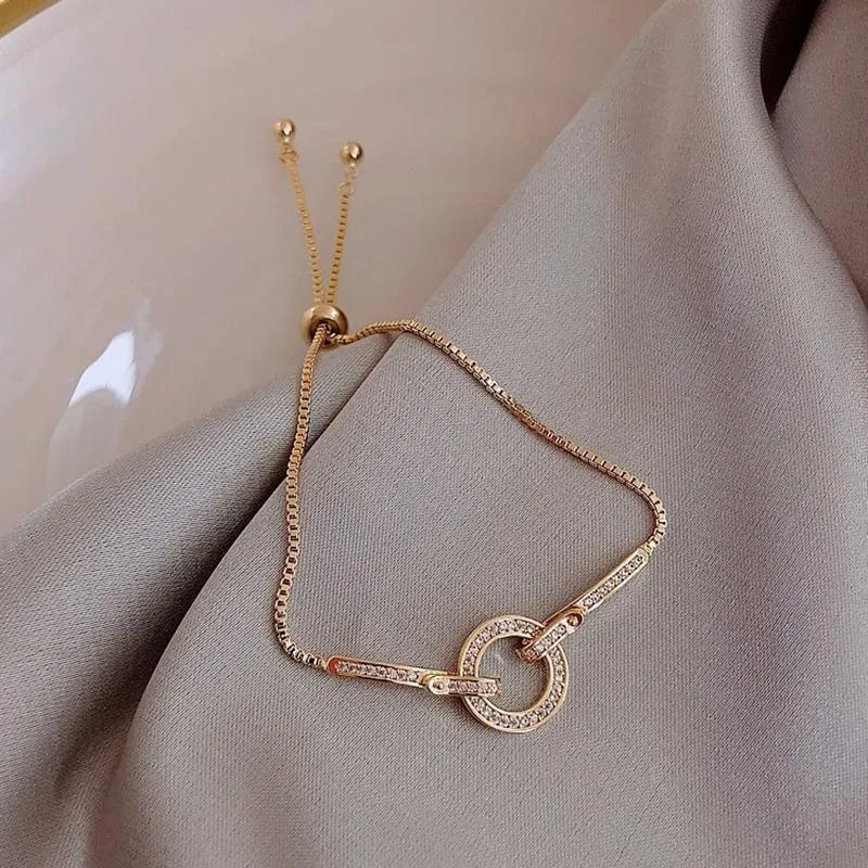Delicate Zircon Round Charm Bracelet