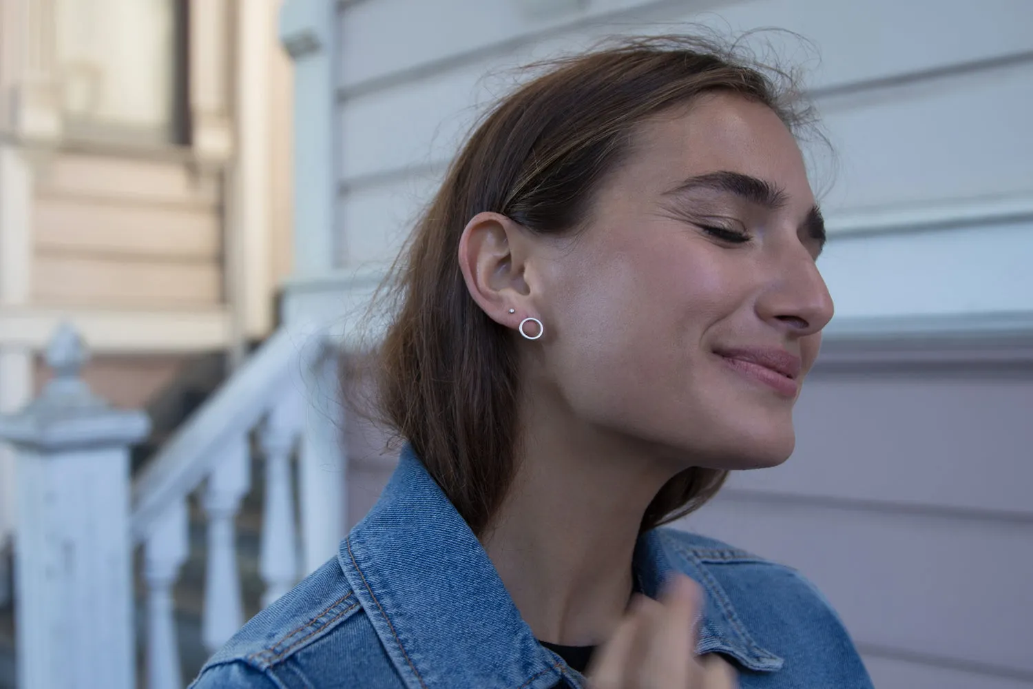 Diamond Bullet Stud Earrings