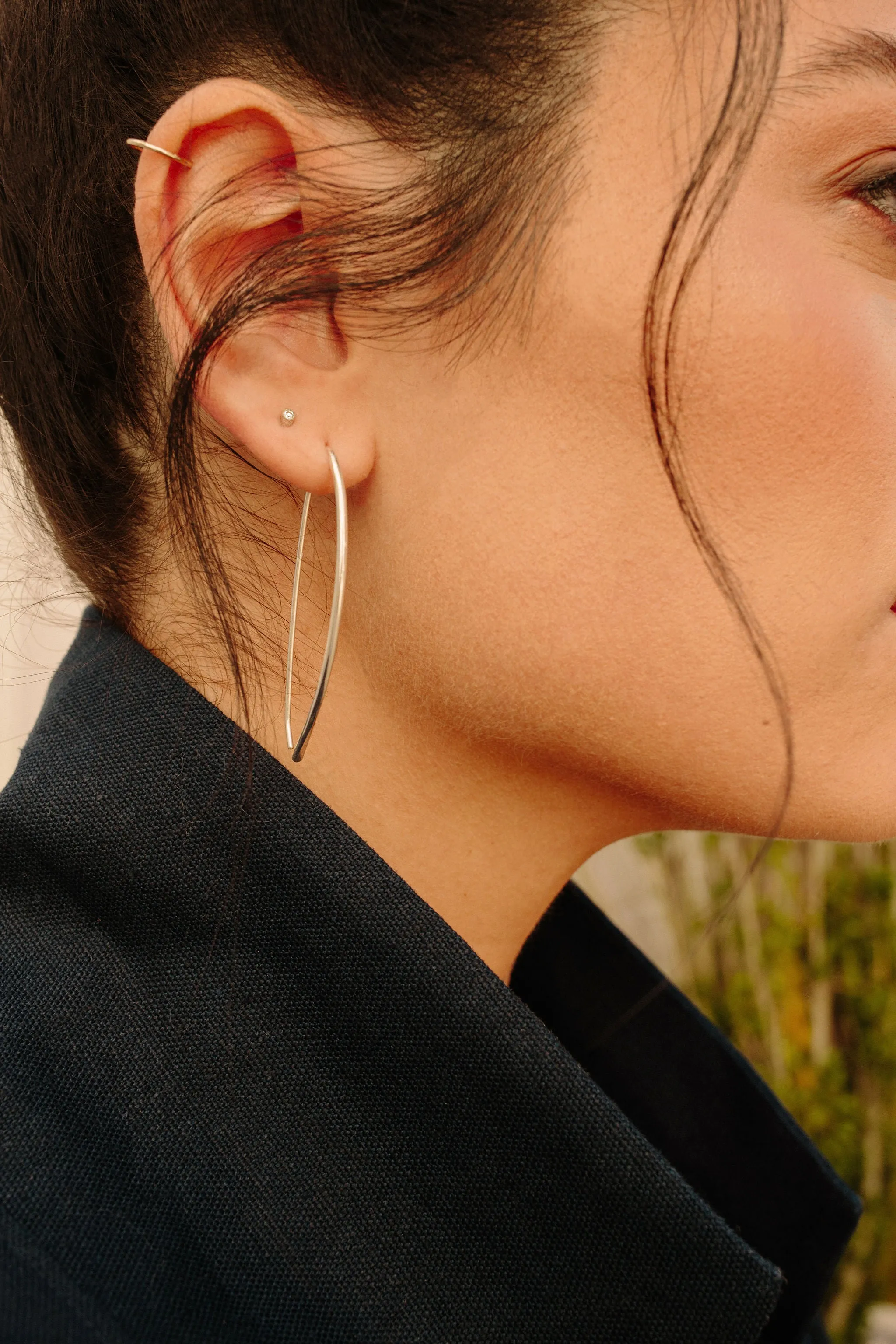 Diamond Bullet Stud Earrings