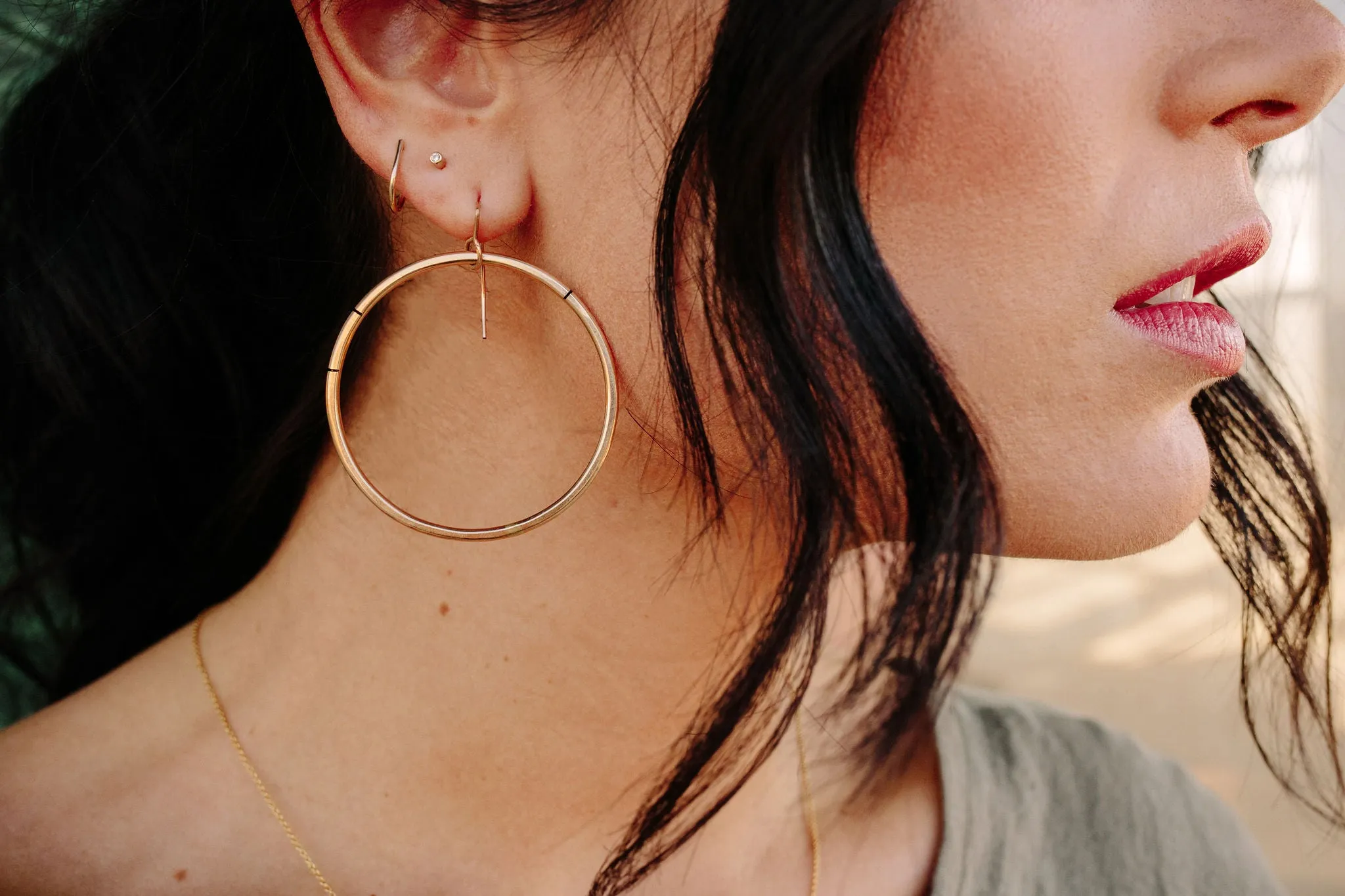 Diamond Bullet Stud Earrings