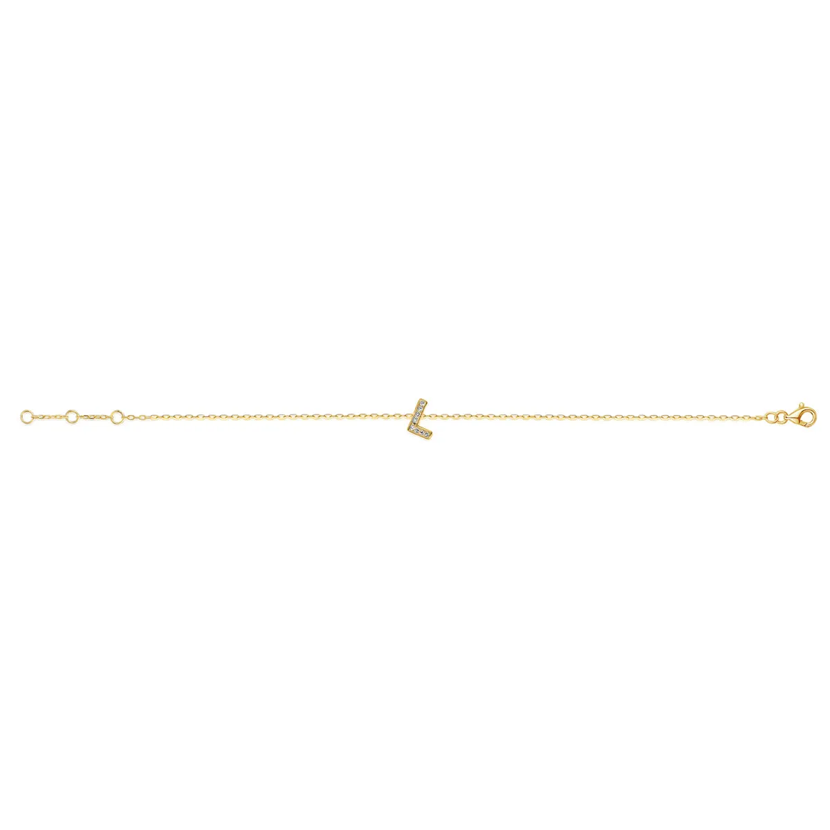 Diamond Vertical Initial Bracelet | 9K Yellow Gold