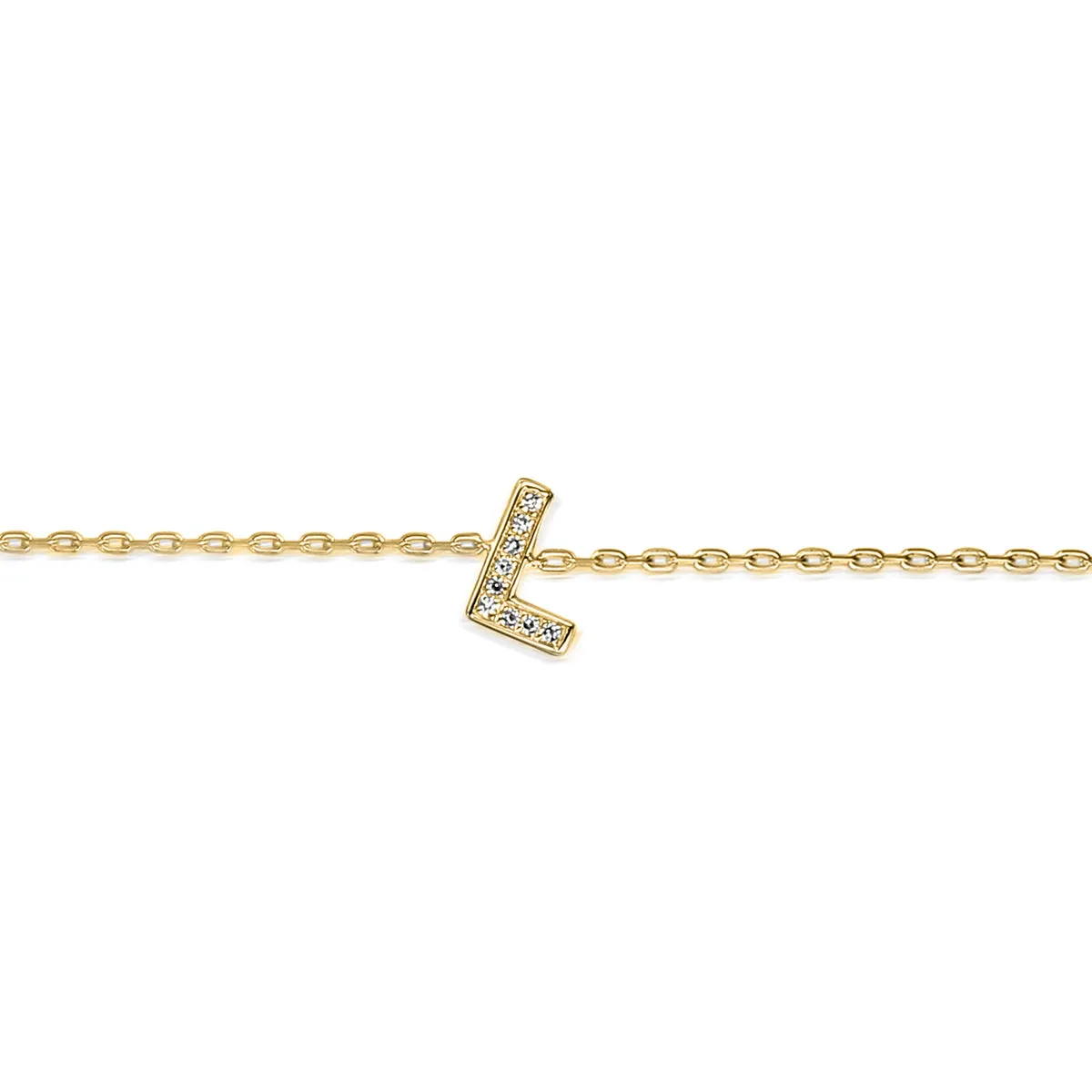 Diamond Vertical Initial Bracelet | 9K Yellow Gold
