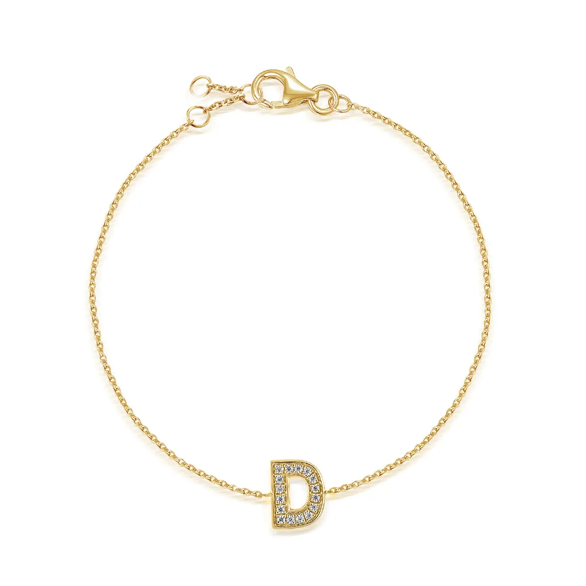 Diamond Vertical Initial Bracelet | 9K Yellow Gold
