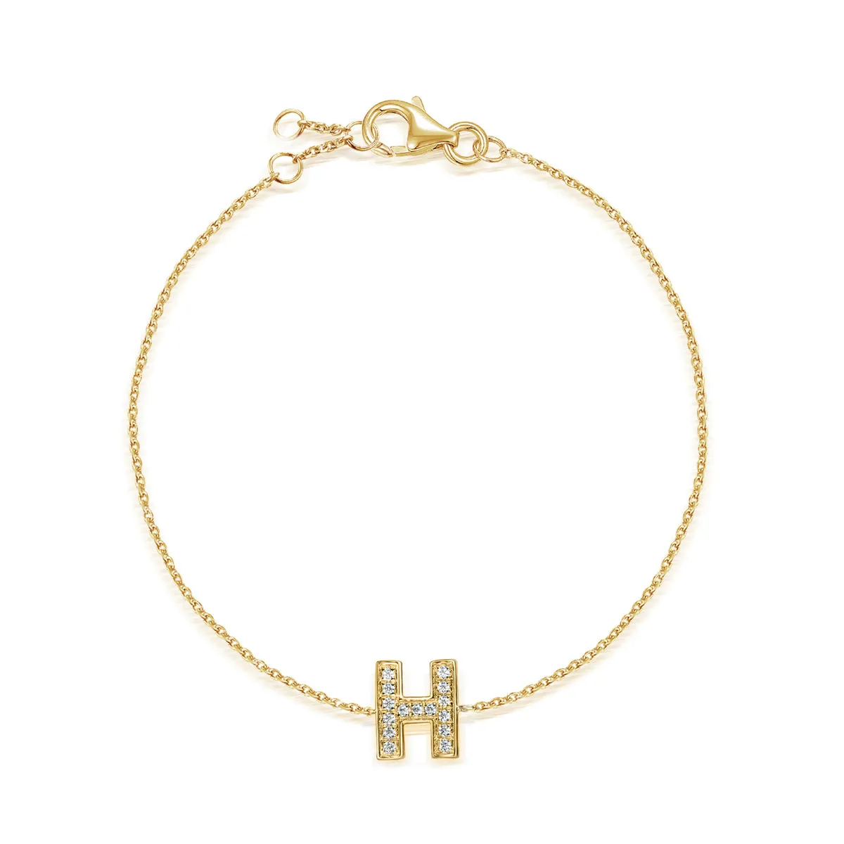Diamond Vertical Initial Bracelet | 9K Yellow Gold