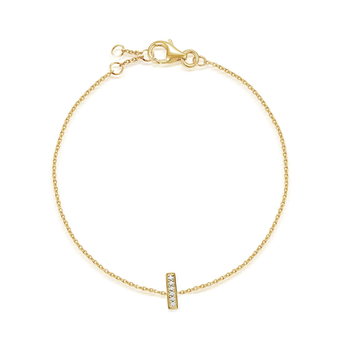 Diamond Vertical Initial Bracelet | 9K Yellow Gold