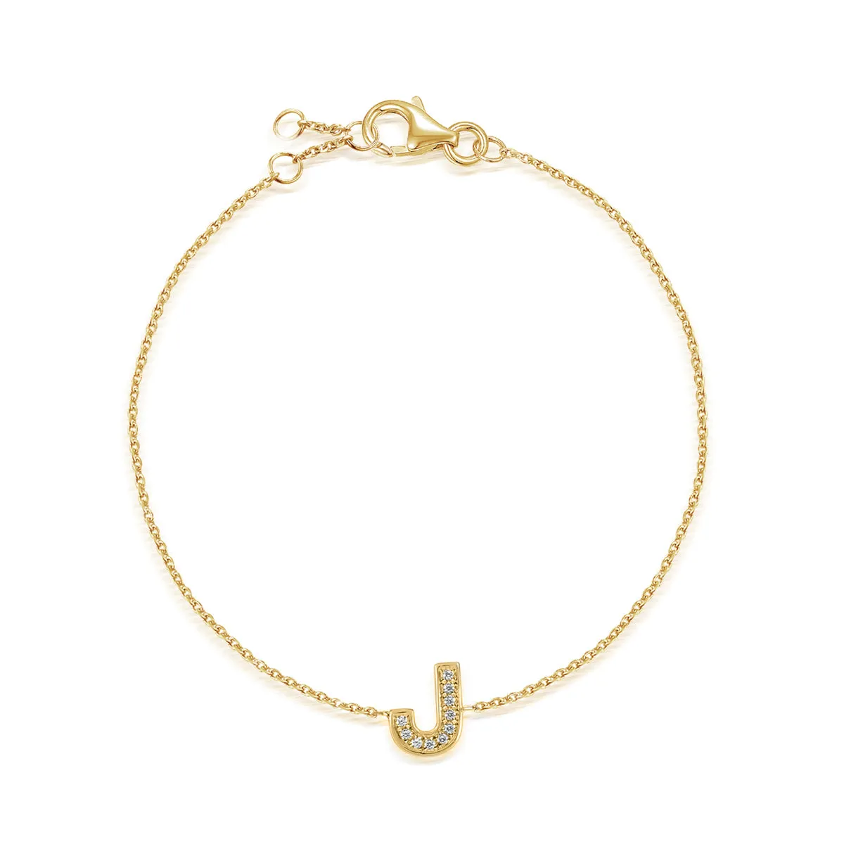 Diamond Vertical Initial Bracelet | 9K Yellow Gold
