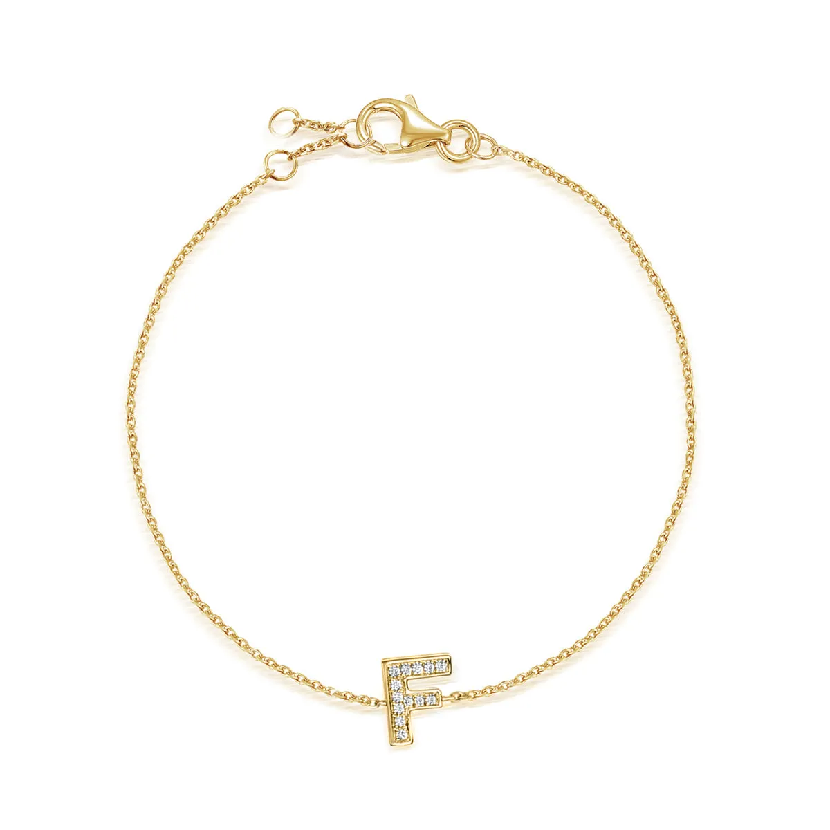Diamond Vertical Initial Bracelet | 9K Yellow Gold