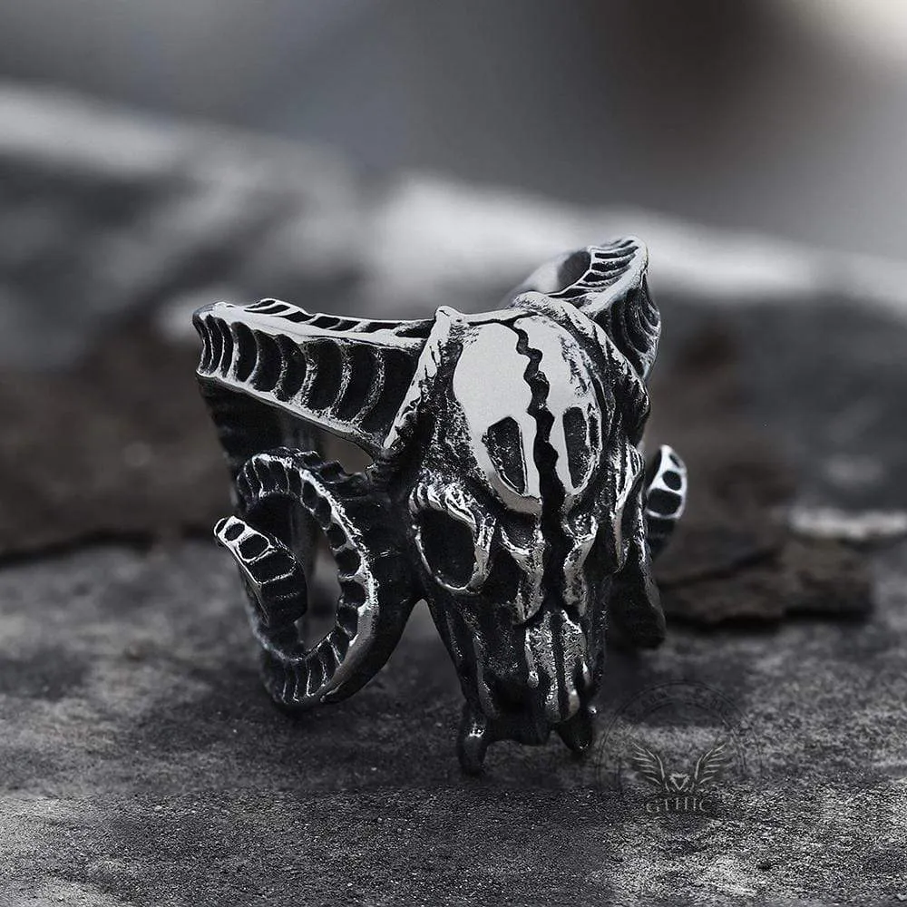 Domineering Sheep Head Stainless Steel Beast Skull Ring