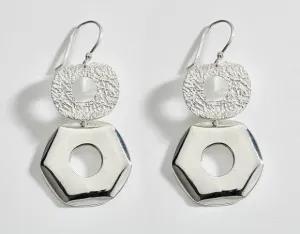 Double Circle Geometric Sterling Silver Earrings