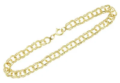 Double Link Vintage Charm Bracelet in 14 Karat Yellow Gold
