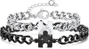 eartif Puzzle Couples Matching Bracelets Heart Stainless Steel Relationship Bracelets Long Distance Touch Bracelets Friendship Bracelets for Women Men Promise Jewelry Gift