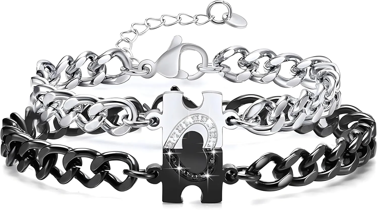 eartif Puzzle Couples Matching Bracelets Heart Stainless Steel Relationship Bracelets Long Distance Touch Bracelets Friendship Bracelets for Women Men Promise Jewelry Gift