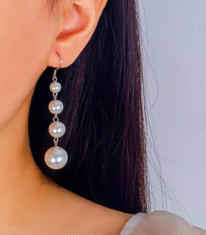 Elegant 4 Pearl Drop Dangle Hook Earrings