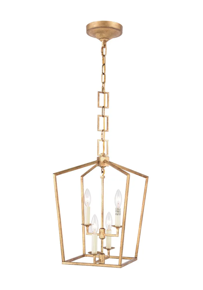 Elegant Lighting Home Decor Denmark Collection 4-Light Golden Iron Finish Pendant - 26"H