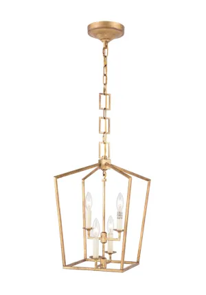 Elegant Lighting Home Decor Denmark Collection 4-Light Golden Iron Finish Pendant - 26"H