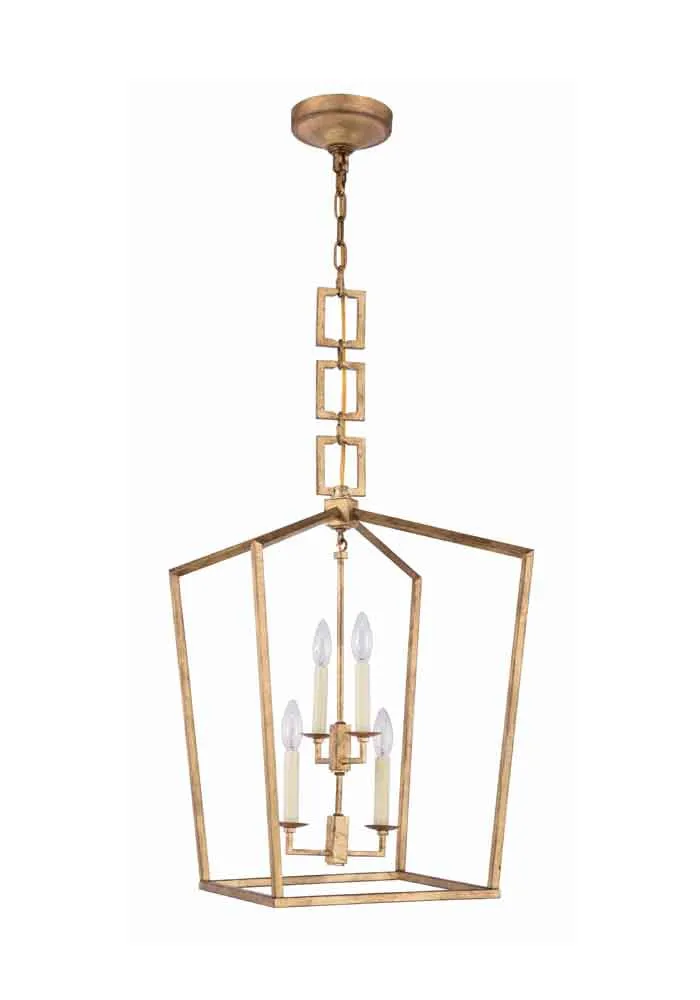 Elegant Lighting Home Decor Denmark Collection 4-Light Golden Iron Finish Pendant - 26"H