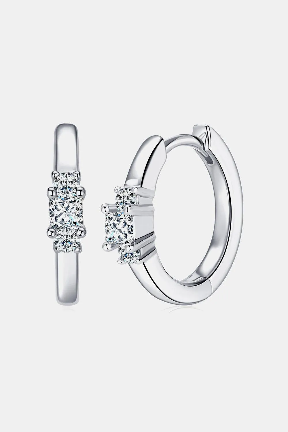 Elegant Moissanite 0.42 Carat Sterling Silver Hoop Earrings