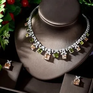 Elegant Multi Color Stone Bridal Necklace