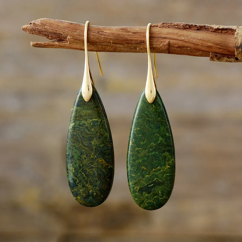 Elegant Natural Stone Waterdrop Shape Earrings - Unique Style