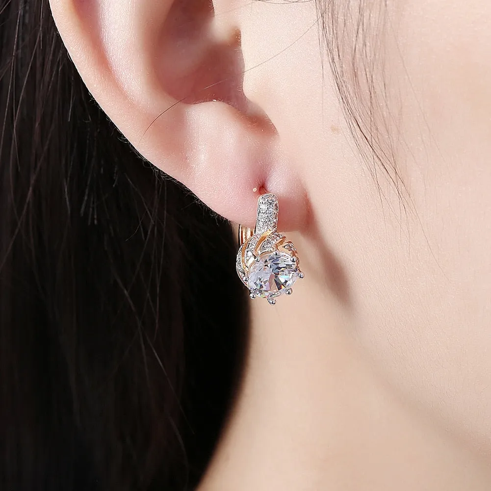 Elegant Royal Sapphire Amethyst Gemstone Clip Earrings