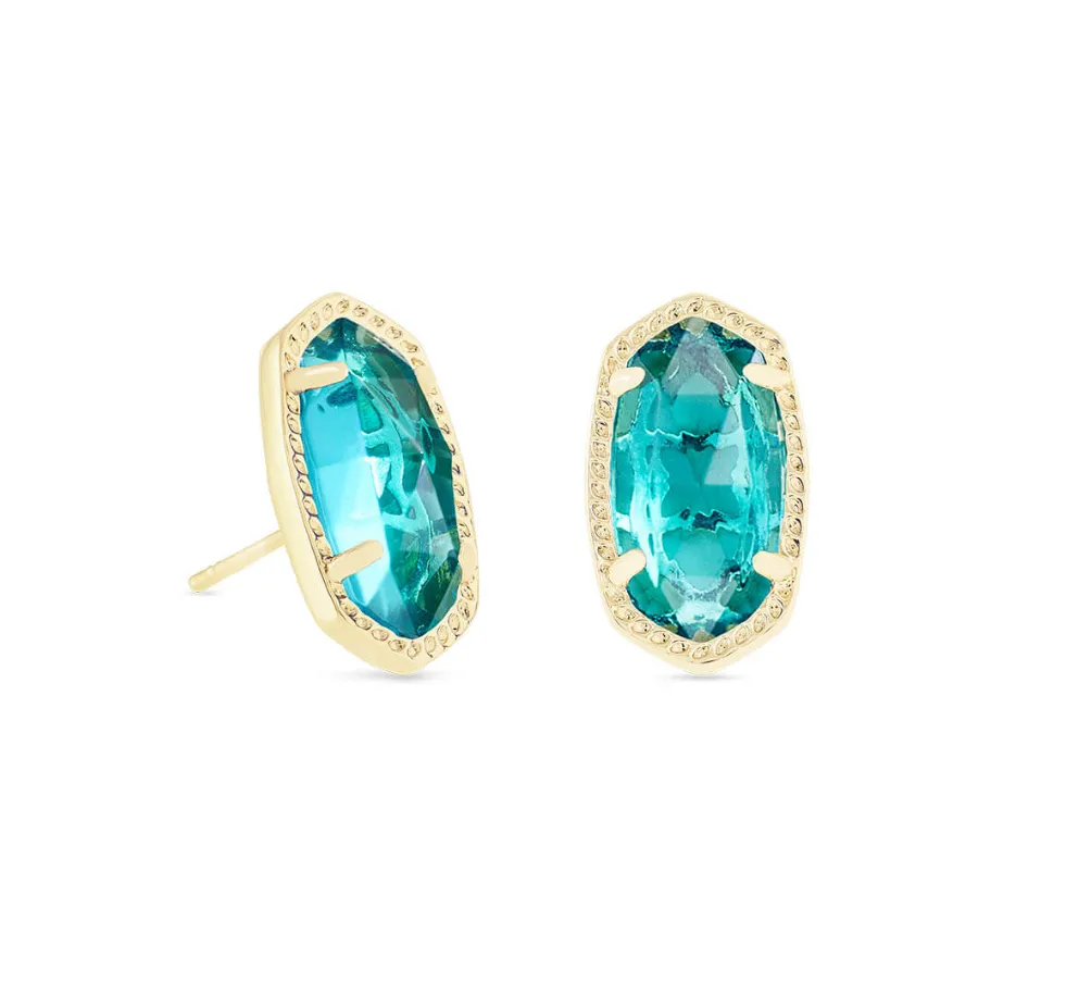 Ellie Gold Stud Earrings in London Blue | KENDRA SCOTT