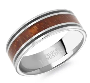 Elon Tungsten Carbide Fiber Wood Inlay Ring | Italgem Steel