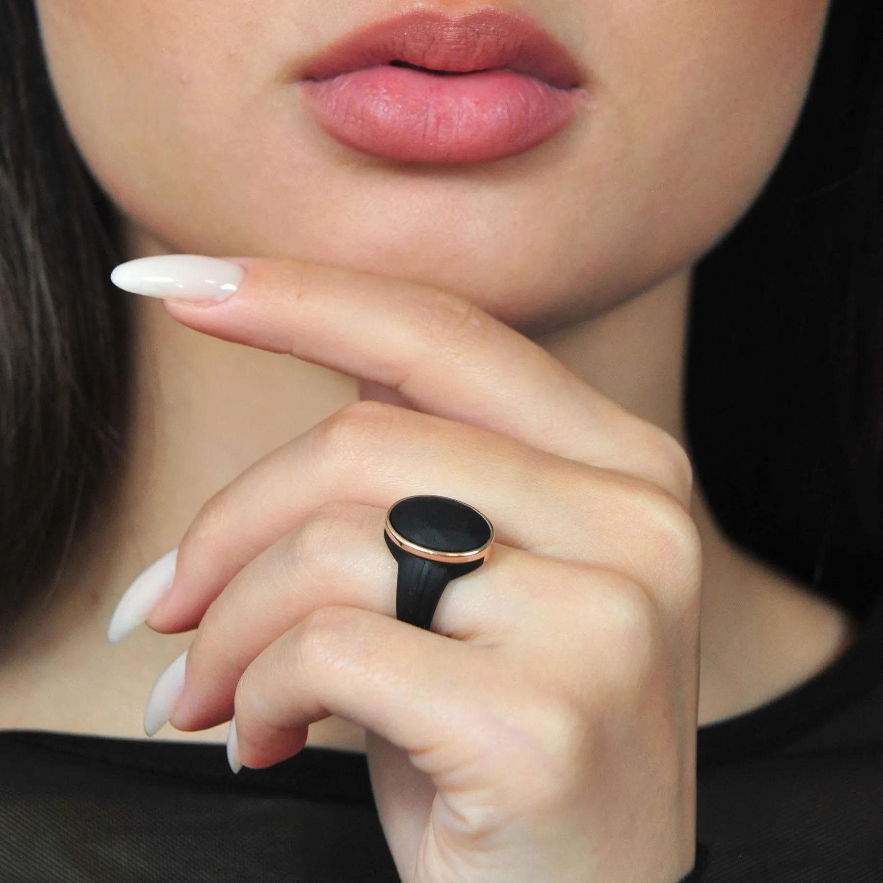 Emerald, Oversized & Oval Collection - Silicone Rings with Metal Frame - Set of 3