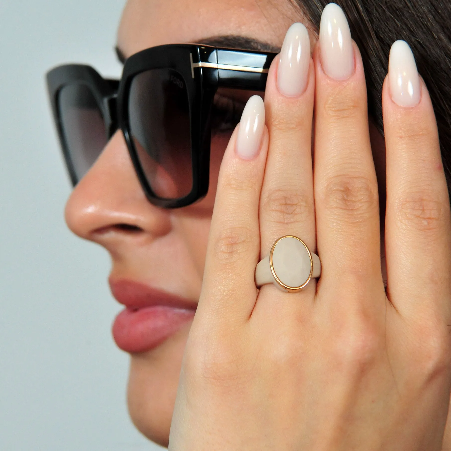 Emerald, Oversized & Oval Collection - Silicone Rings with Metal Frame - Set of 3