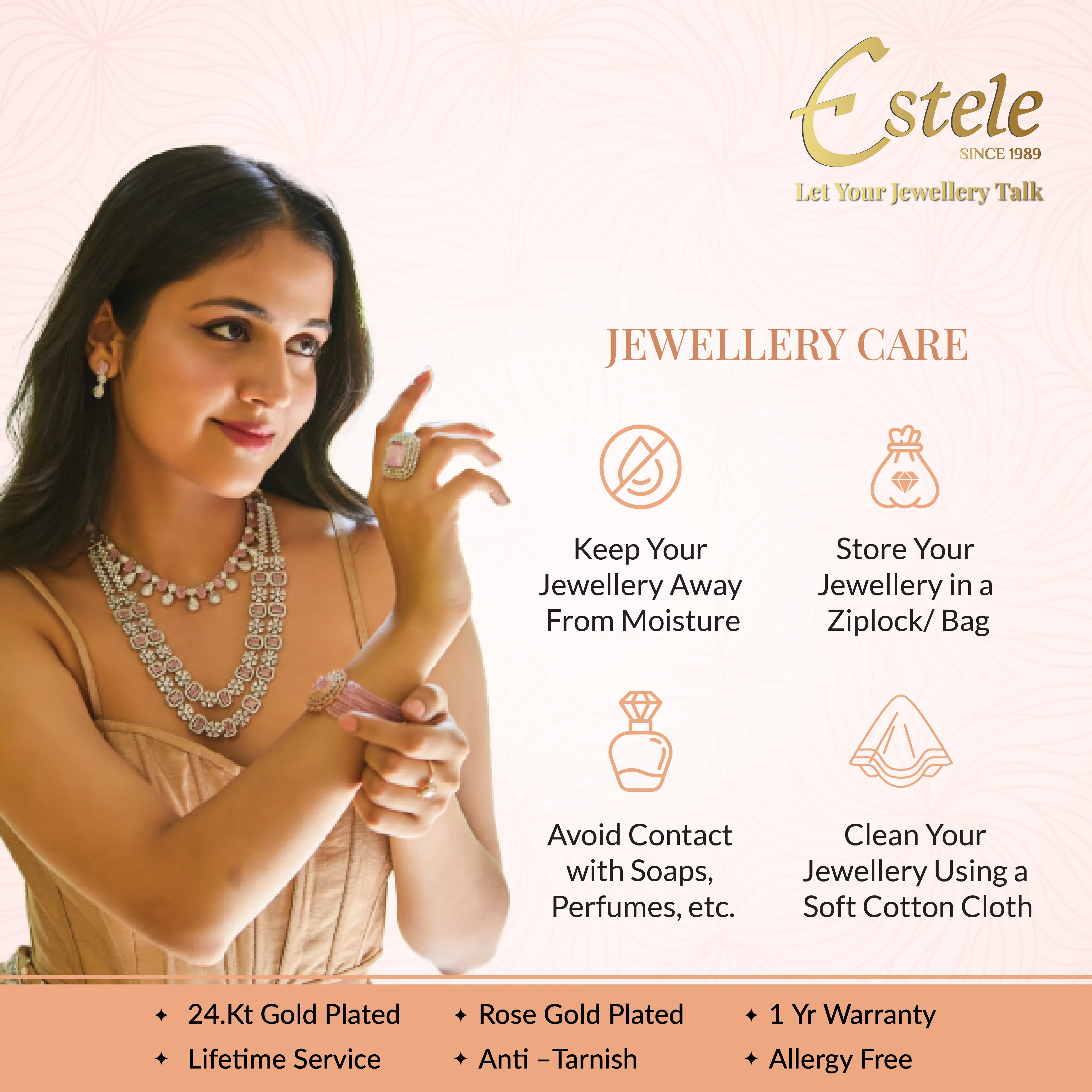 Estele Rosegold Plated Luxurious Blue American Diamond Bangles for Women| Available Sizes 2:4, 2:6 & 2:8| Perfect for Festive & Party Wear