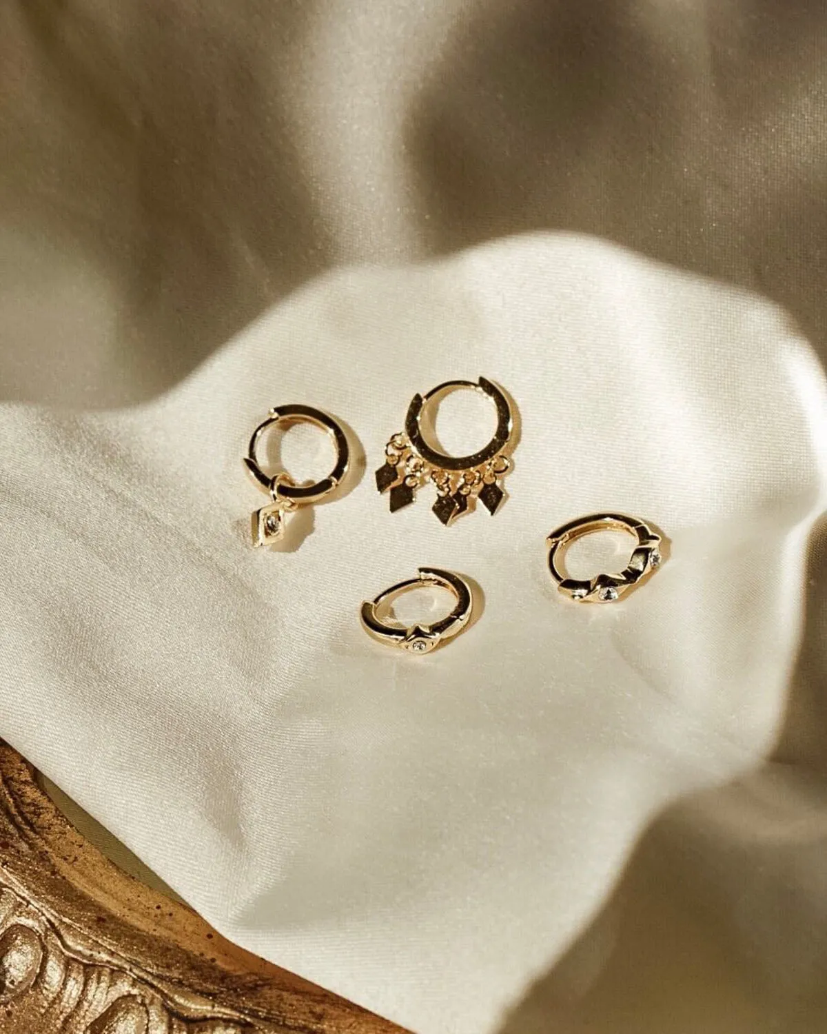 Evil Eye Hoop Huggies - Silver