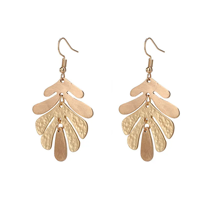 Fish Cast Resin Leaf Leaves Drop Dangle Dagling Hook Earrings【5Pack】