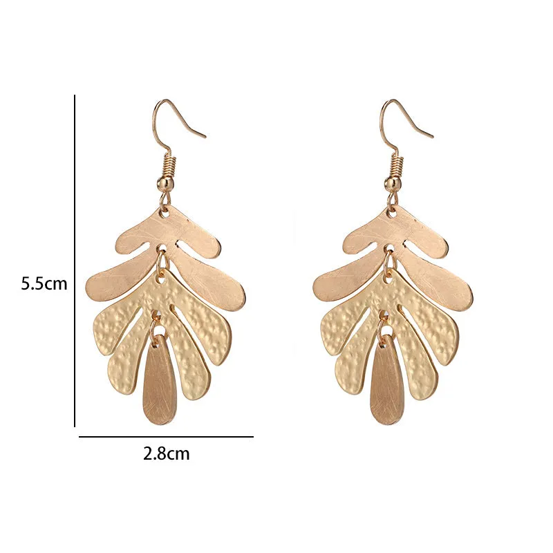 Fish Cast Resin Leaf Leaves Drop Dangle Dagling Hook Earrings【5Pack】