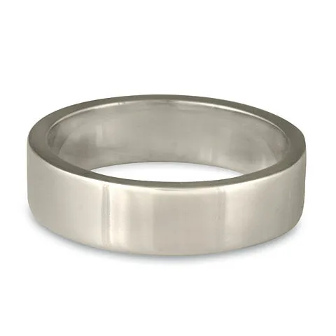 Flat Comfort Fit Wedding Ring, 6mm in Platinum