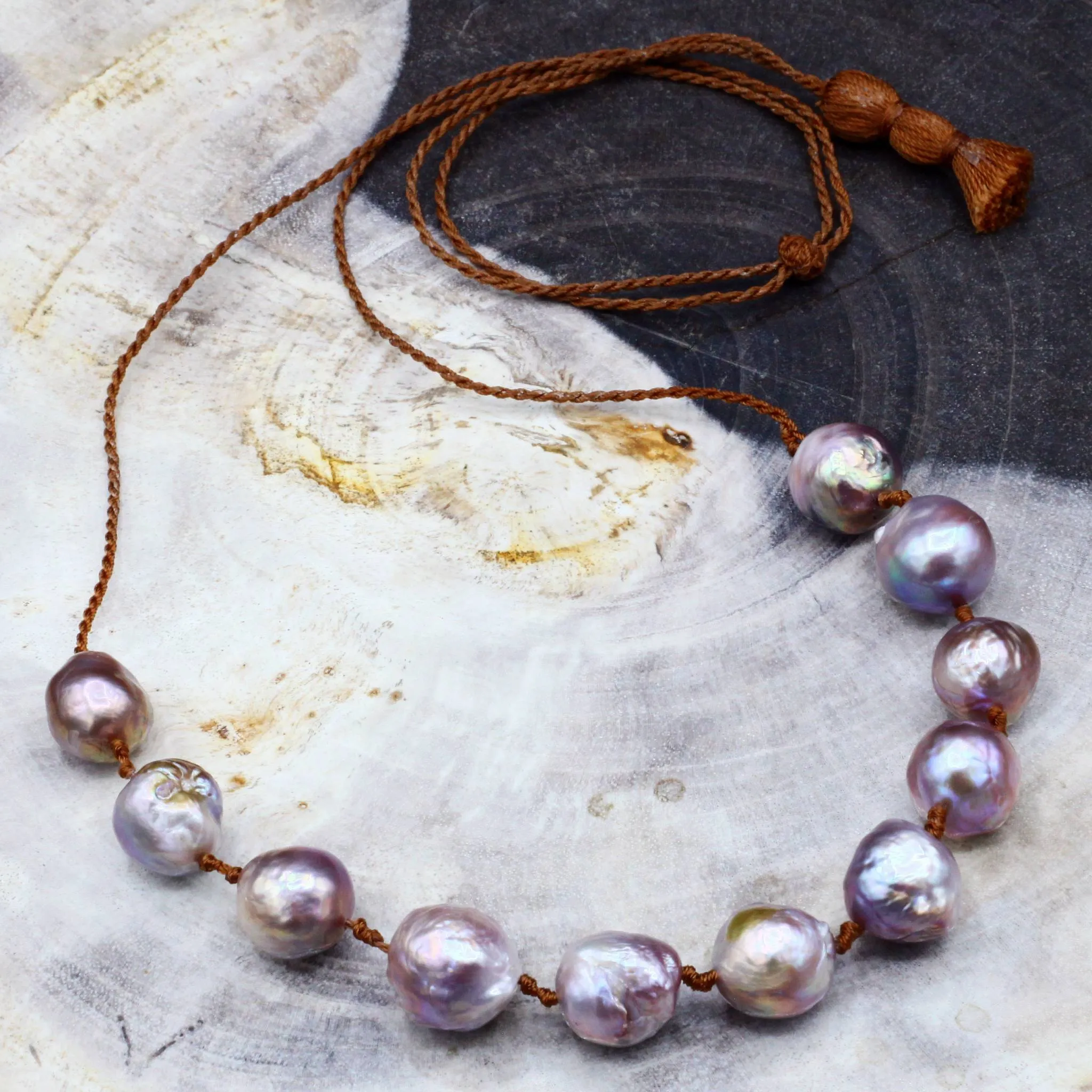 Floating Blush Pearl Tassel Necklace