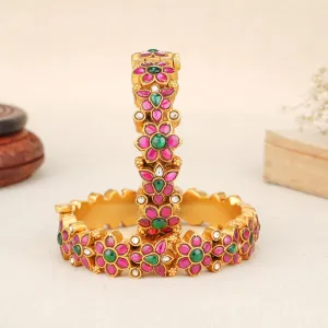 Floral Kundan Pair Bangle