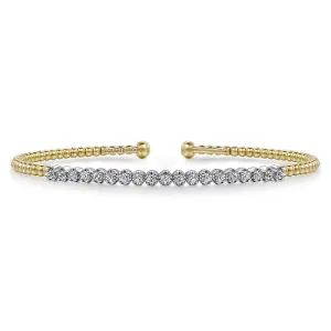 Gabriel & Co | 14K White-Yellow Gold Bujukan Diamond Cuff Bracelet